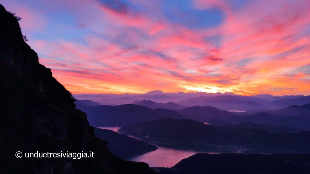 Tramonto da Cima della Piancaccia, sullo sfondo il Monte Rosa.