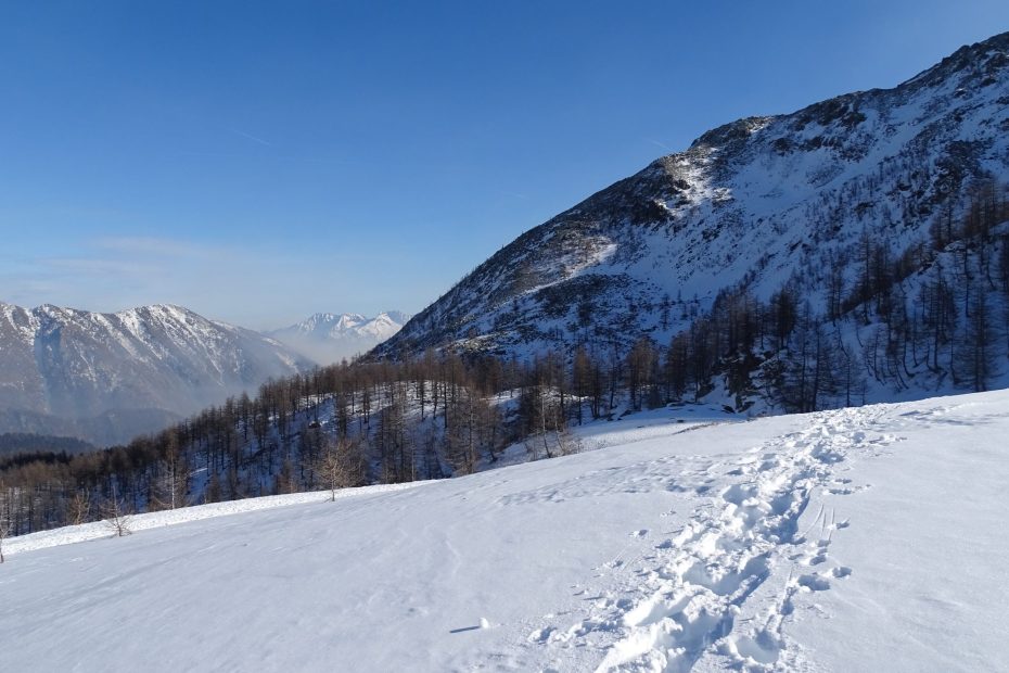 Escursione nella neve risalendo la Val Bognanco fino al Passo del Monscera.